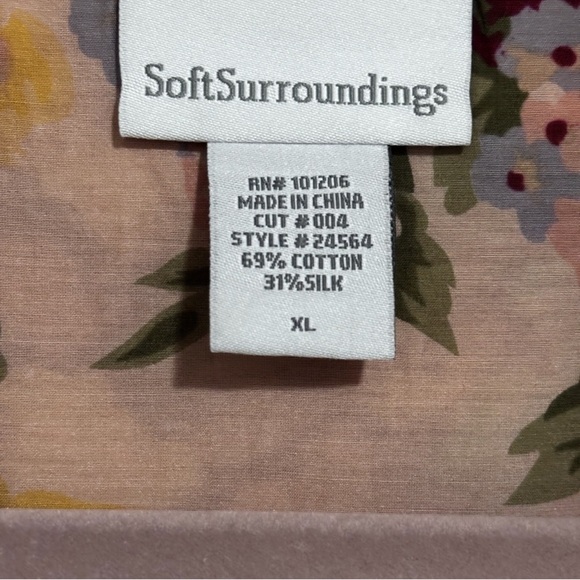 Soft Surroundings Floral Button-Down Shirt - Burgundy and Yellow - Picture 5 of 7